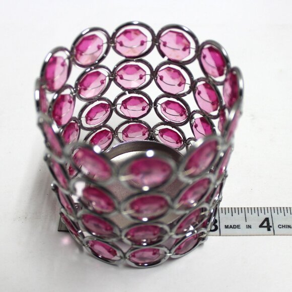 Older Avon Birthstone Colored Votive Holder - October - Pink - 6 Tealights - Picture 10 of 12